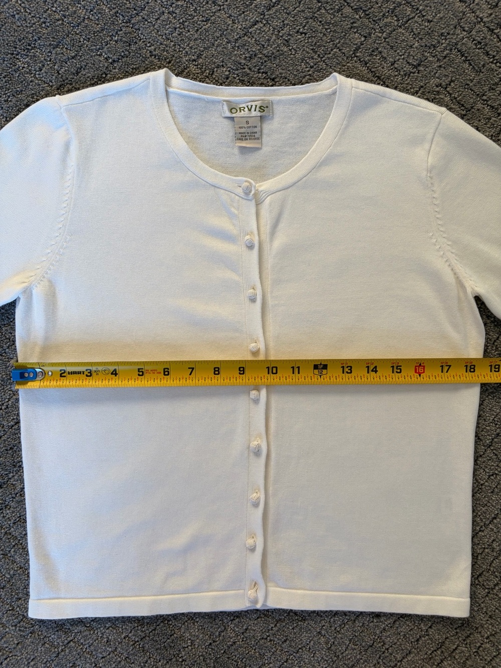Orvis White Short-Sleeve Knit Button Up Cardigan Woman’s Sz Small 100% Cotton - Picture 6 of 7